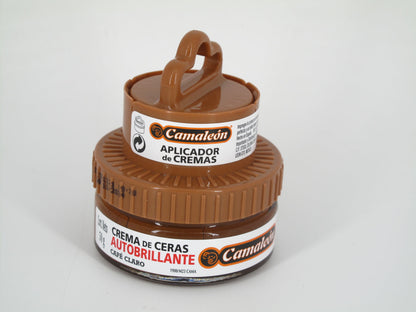 SKU - 1144 -- CREMA CAMALEON DE CERAS AUTOBRILLANTE CAFE CLARO 50 GRS