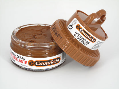 SKU - 1144 -- CREMA CAMALEON DE CERAS AUTOBRILLANTE CAFE CLARO 50 GRS