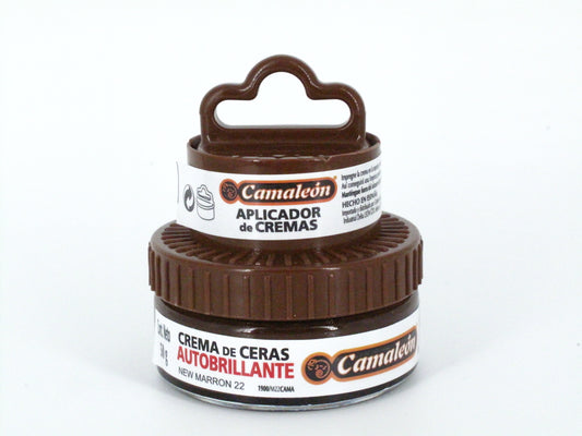 SKU - 1145 -- CREMA CAMALEON DE CERAS AUTOBRILLANTE CAFE MEDIO 50 GRS