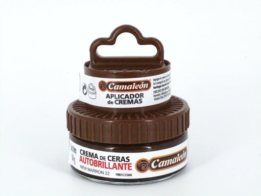 SKU - 1145 -- CREMA CAMALEON DE CERAS AUTOBRILLANTE CAFE MEDIO 50 GRS