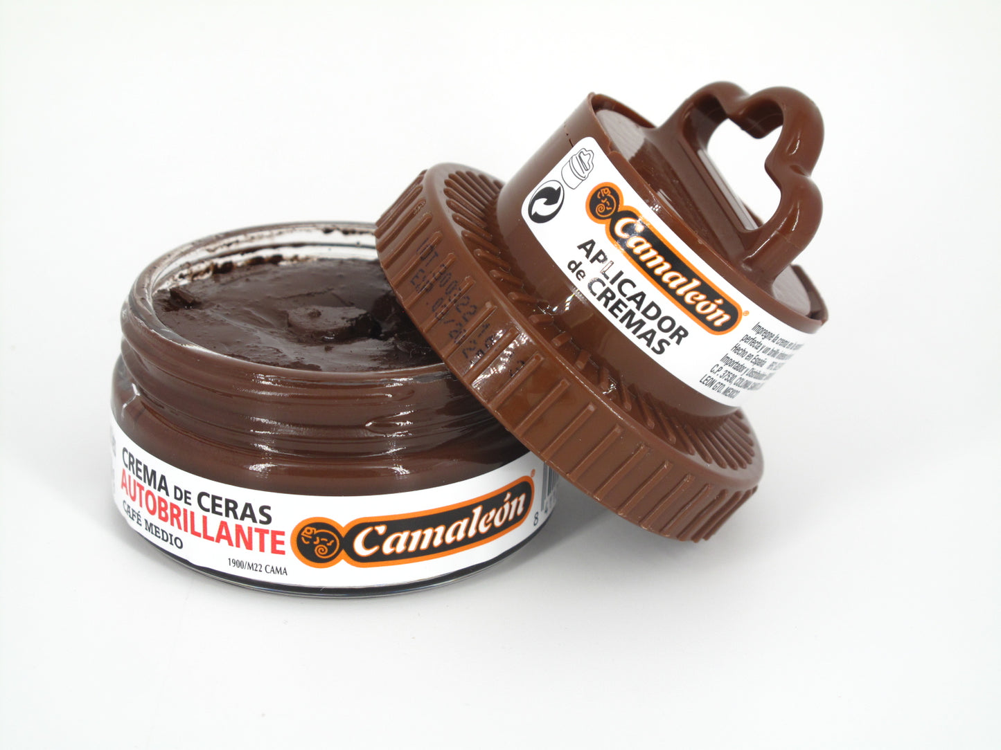 SKU - 1145 -- CREMA CAMALEON DE CERAS AUTOBRILLANTE CAFE MEDIO 50 GRS
