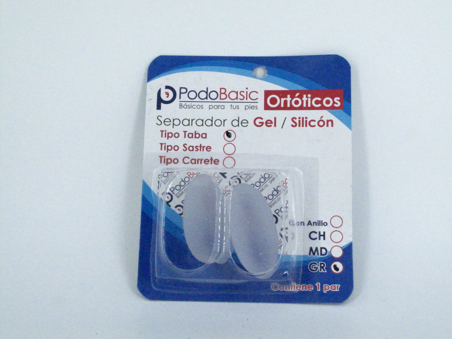 SKU - 1386 -- SEPARADOR DE GEL TIPO TABA GRANDE PODOBASIC 1 PAR